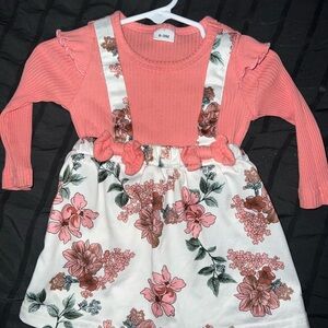 Floral Pink and White Kids Dress